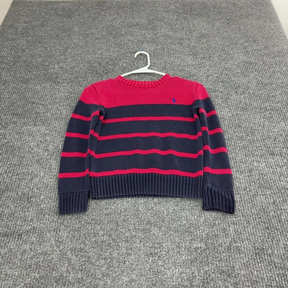Polo Ralph Lauren Sweater Boys S Red Cotton Striped Crew Neck Preppy